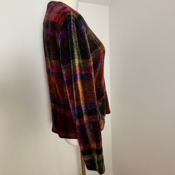 Loominus Handwovens plaid rayon chenille jacket, size M - Picture 8 of 9
